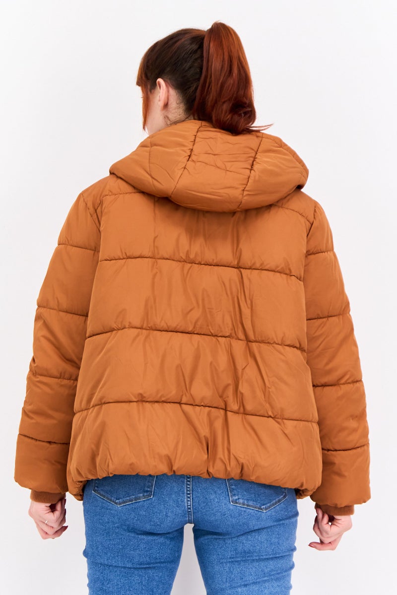 Fire & Glory Women Quilted Puffer Jacket, Brown - Image 2