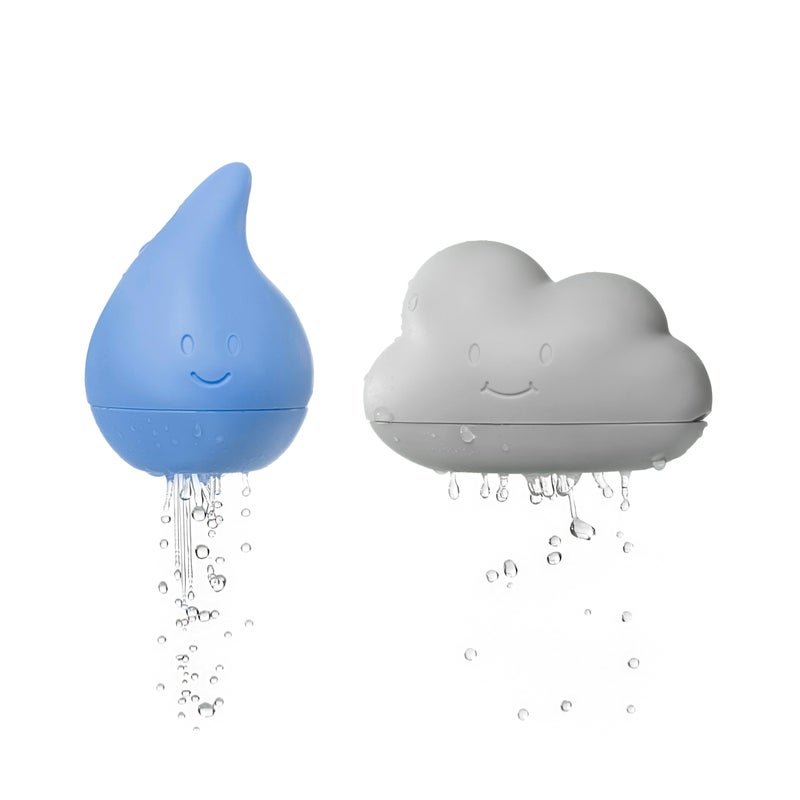 Ubbi Muted Color Cloud and Droplet Silicone Bath Squeeze Toys for Toddlers and Baby, Fun Bath Time Toys, Interactive Bath Toys, Baby Bath Accessory, Set of 2 - Image 2