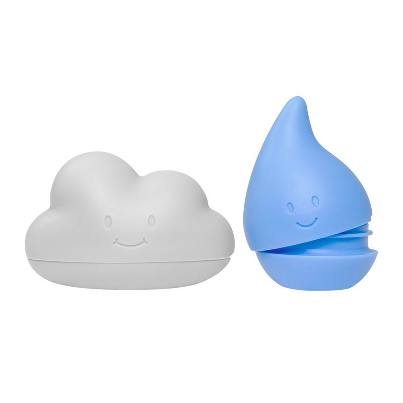Ubbi Muted Color Cloud and Droplet Silicone Bath Squeeze Toys for Toddlers and Baby, Fun Bath Time Toys, Interactive Bath Toys, Baby Bath Accessory, Set of 2 - Image 1