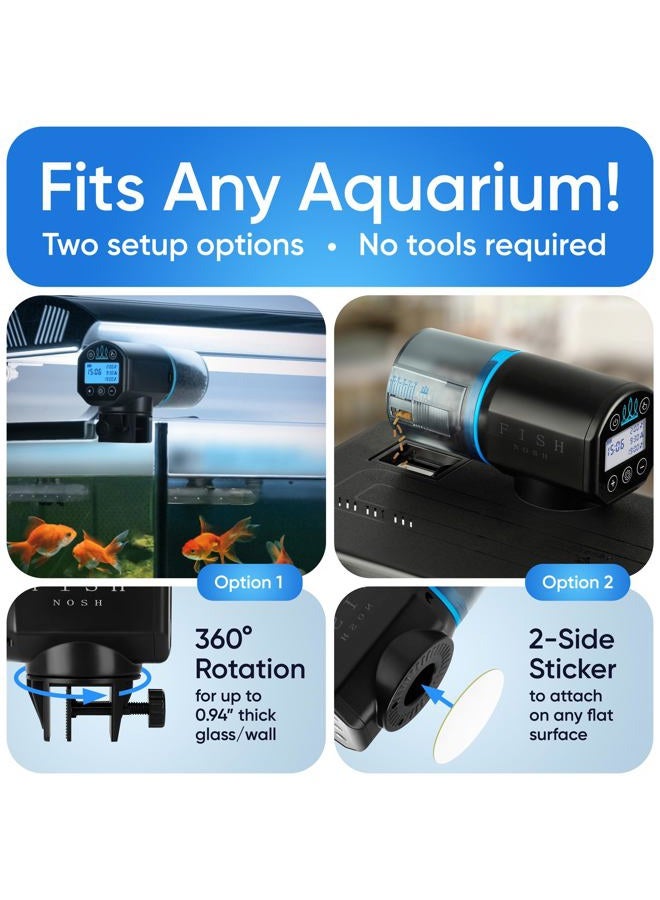 FISHNOSH Automatic Fish Feeder for Aquarium - New Generation 2023, Auto Food Dispenser with Timer for Small Tank, Big Aquariums & Pond - Battery-Operated Feeders for Goldfish, Koi, & More on Weekend - Image 5