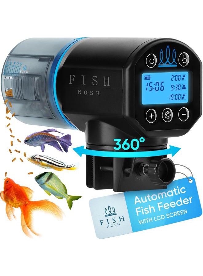 FISHNOSH Automatic Fish Feeder for Aquarium - New Generation 2023, Auto Food Dispenser with Timer for Small Tank, Big Aquariums & Pond - Battery-Operated Feeders for Goldfish, Koi, & More on Weekend - Image 1