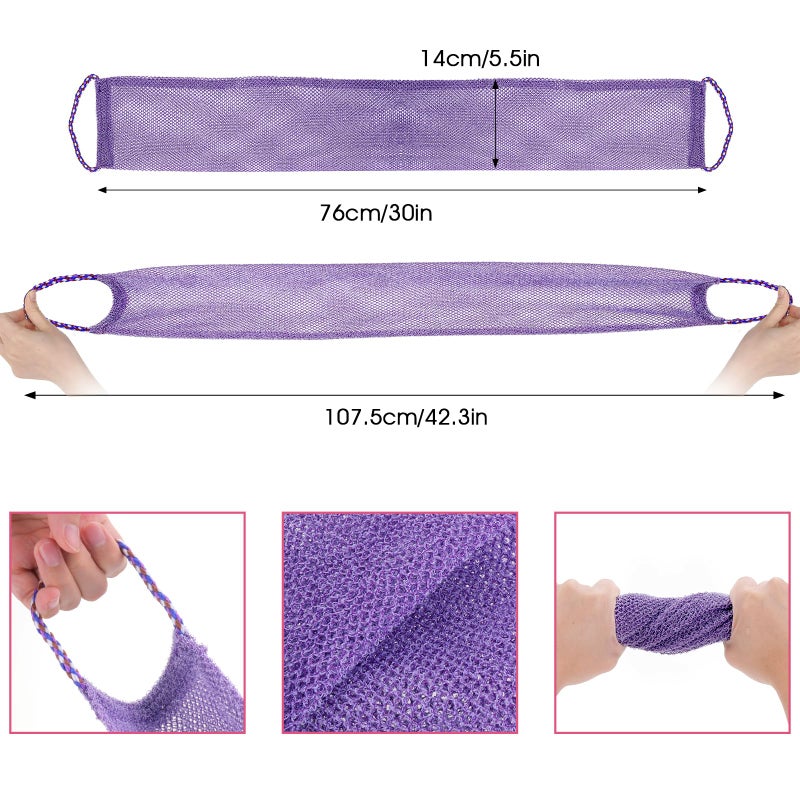 Prasacco 2 Pieces African Exfoliating Net, African Net Sponge Exfoliating Back Scrubber for Shower Africa Long Nets Shower Sponges Loofahs for Women Men Body Washing Accessories - Image 2