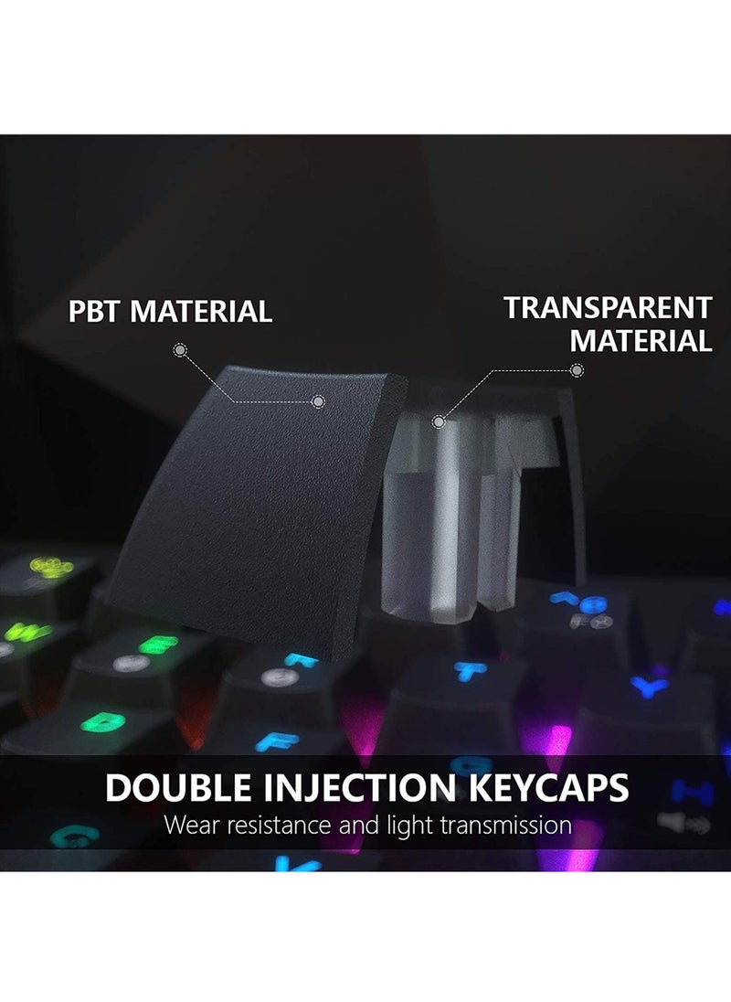 Rock Pow - 87 Keys Mechan87 Keys Mechanical Gaming Keyboard USB Wired Keyboard Ergonomic Computer Keyboard with RGB LED Backlit Anti-ghosting Splash-Proof Ideal for PC/Macical Gaming Keyboard USB Wired Keyboard - Image 1
