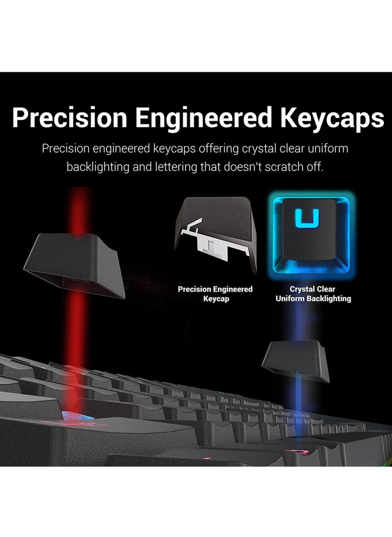 Rock Pow - 87 Keys Mechan87 Keys Mechanical Gaming Keyboard USB Wired Keyboard Ergonomic Computer Keyboard with RGB LED Backlit Anti-ghosting Splash-Proof Ideal for PC/Macical Gaming Keyboard USB Wired Keyboard - Image 1