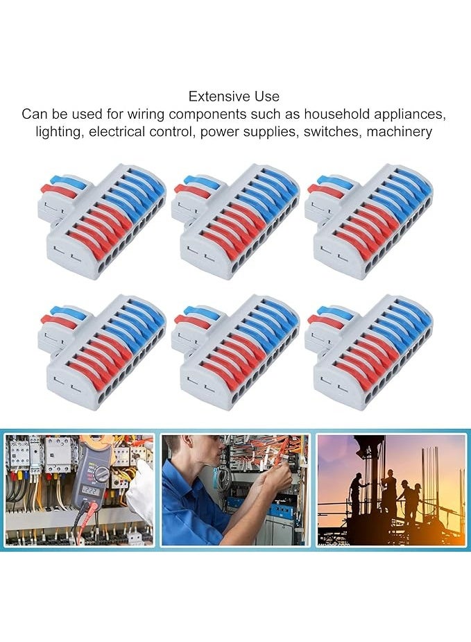 erorex 6 Pcs Lever Wire Connectors, 2 in 10 Out Wire Connector, Compact Splicing Electrical Connectors, Quick Wiring Cable Connectors for Home Appliances, Lighting, Electrical Control - Image 5