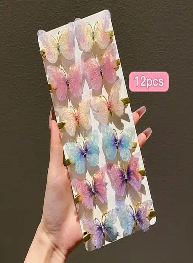 MYSELF Butterfly Hair Clip Fairy Realistic Butterfly Barrette Colorful Clip For Kids, Girls & Women (Half Clip, Multicolor)12PC - Image 5
