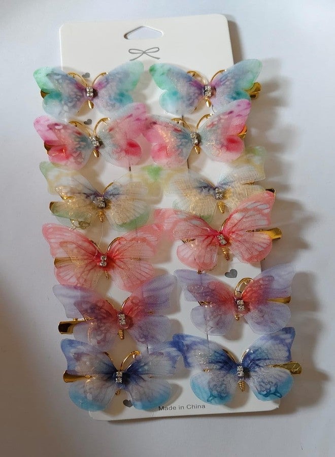 MYSELF Butterfly Hair Clip Fairy Realistic Butterfly Barrette Colorful Clip For Kids, Girls & Women (Half Clip, Multicolor)12PC - Image 2