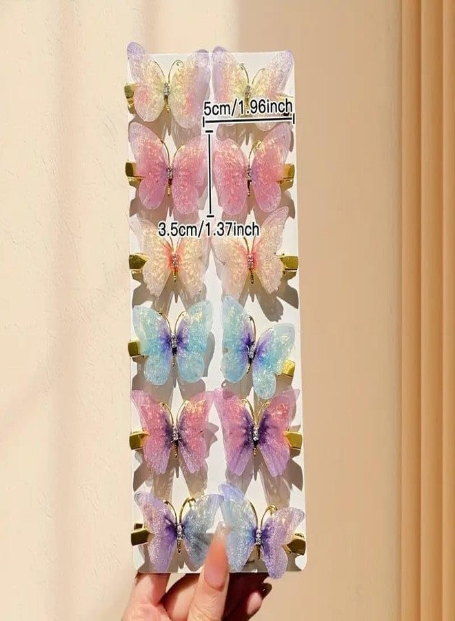 MYSELF Butterfly Hair Clip Fairy Realistic Butterfly Barrette Colorful Clip For Kids, Girls & Women (Half Clip, Multicolor)12PC - Image 1