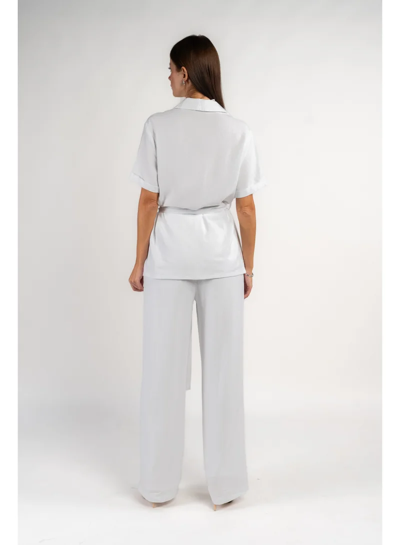 فاشونارا طقم من الكتان الأبيض متناسق القطع