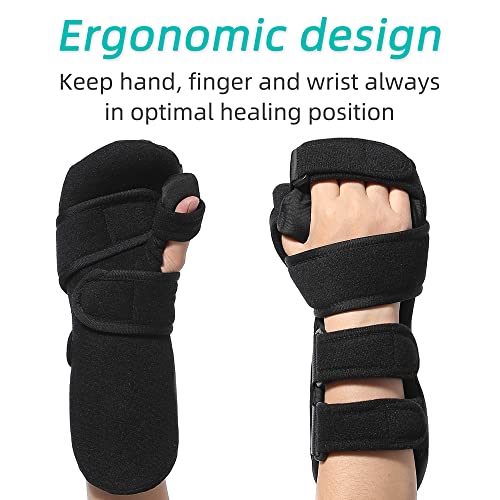 Fanwer Stroke Resting Hand Splint Night Immobilizer Wrist Finger Brace for Flexion Contractures Functional 5 Finger Stabilizer Wrap for Muscle Atrophy Rehab Arthritis Tendonitis Right Medium - Image 5