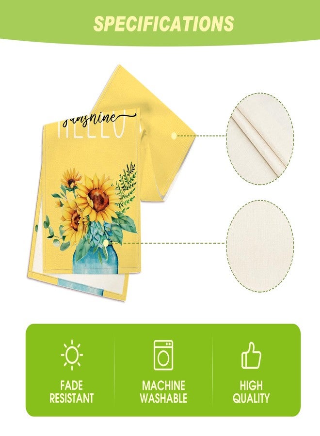 Artoid Mode Yellow Hello Sunshine Sunflower Summer Table Runner, Seasonal Spring Kitchen Dining Table Decoration for Home Party Decor 13x60 Inch - Image 5