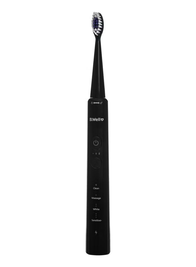 B.Well MED-870 Black Electric Sonic Toothbrush with 2 Brush Heads, USB Cable & Travel Bag - Image 1