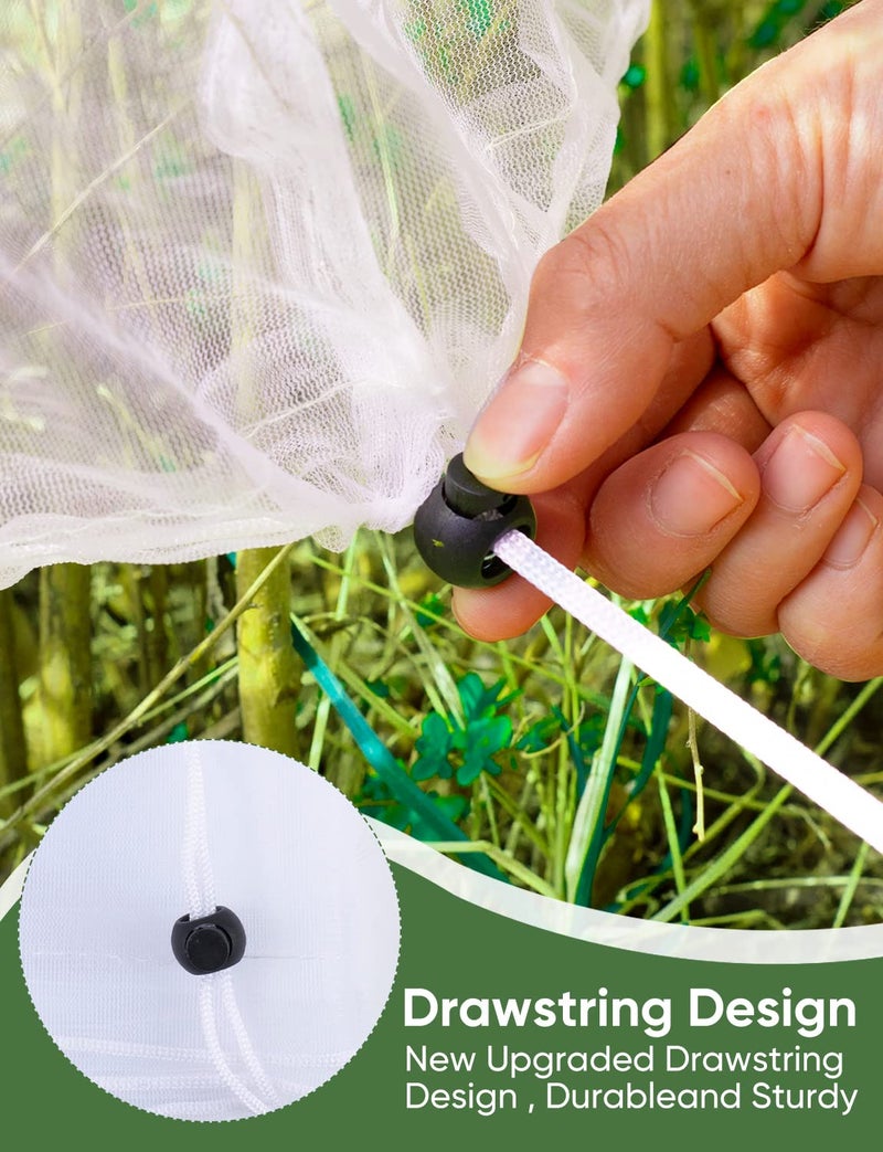 LCHUANG Bird Netting for Garden Protection - 4 Pack Garden Netting Pest Barrier with Drawstring,3.3Ft x 2.7Ft Mosquito Net Tomato Protective Cover Garden Plant Netting for Cicadas Vegetables Blueberry Bushes - Image 5