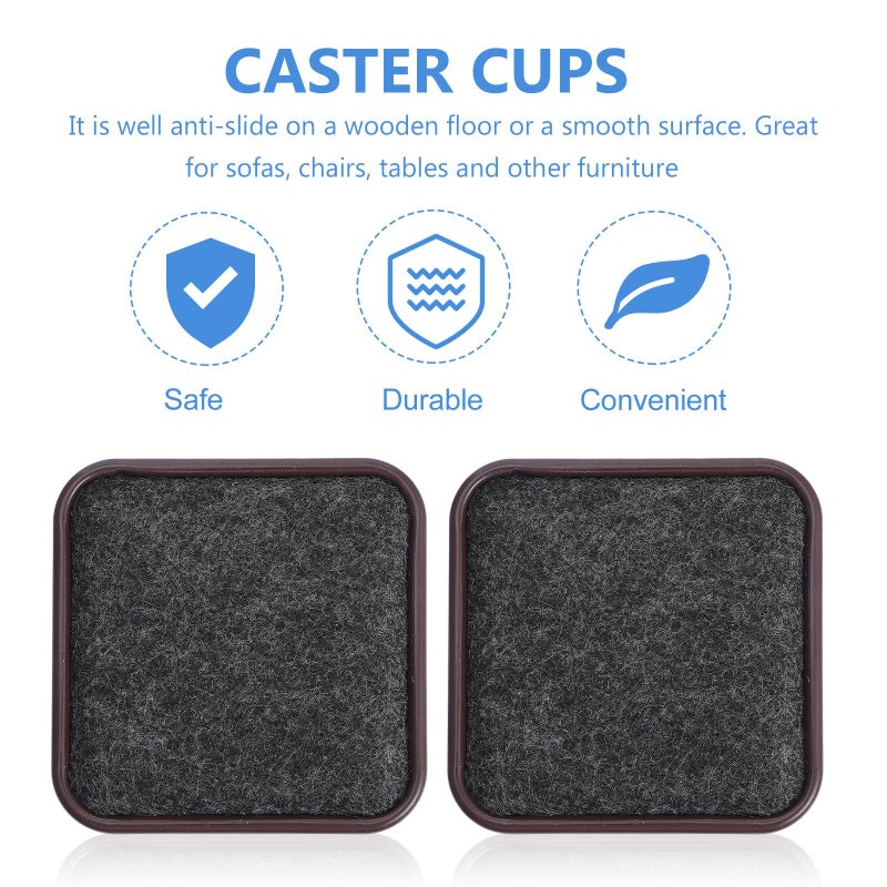 8 Pcs Square Aluminum Caster Cups Furniture Stoppers Floor Protectors Anti Slip Pads - Image 5