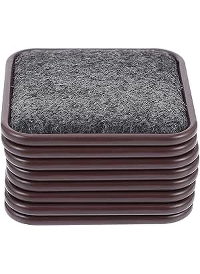 8 Pcs Square Aluminum Caster Cups Furniture Stoppers Floor Protectors Anti Slip Pads - Image 1