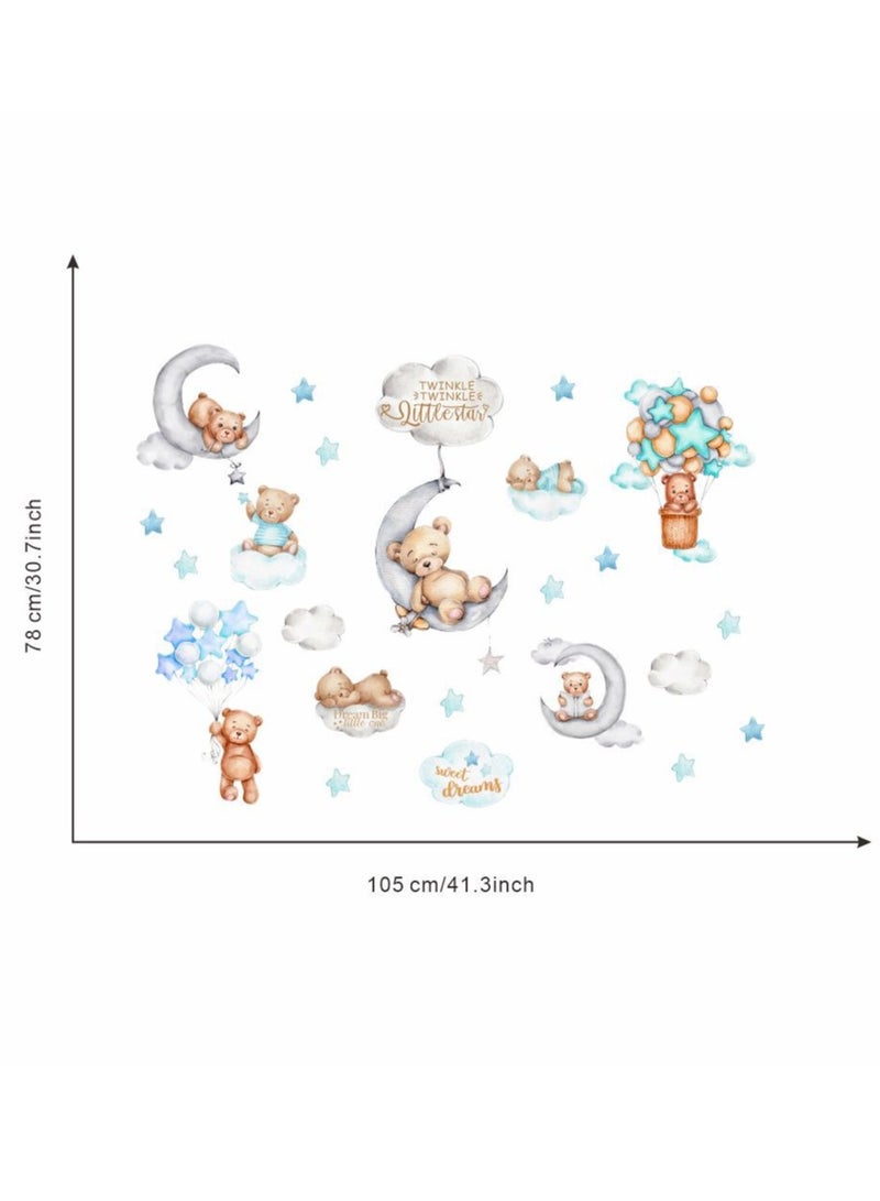Y&D ملصقات حائط دب سحابة كرتونية مثالية لغرف نوم الأطفال ورياض الأطفال - Image 2