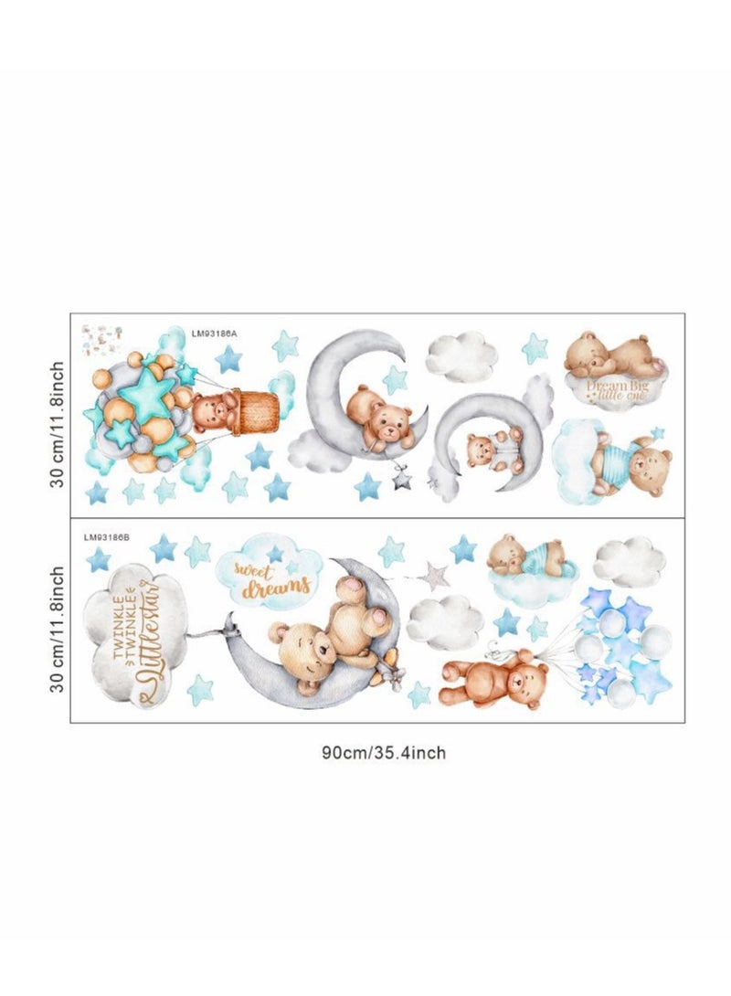 Y&D ملصقات حائط دب سحابة كرتونية مثالية لغرف نوم الأطفال ورياض الأطفال - Image 3