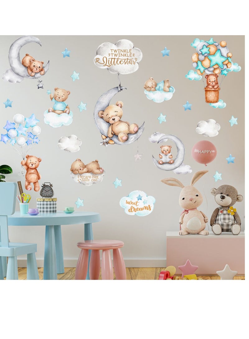 Y&D ملصقات حائط دب سحابة كرتونية مثالية لغرف نوم الأطفال ورياض الأطفال - Image 4