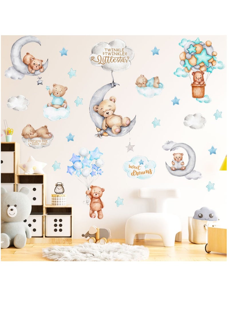 Y&D ملصقات حائط دب سحابة كرتونية مثالية لغرف نوم الأطفال ورياض الأطفال - Image 5