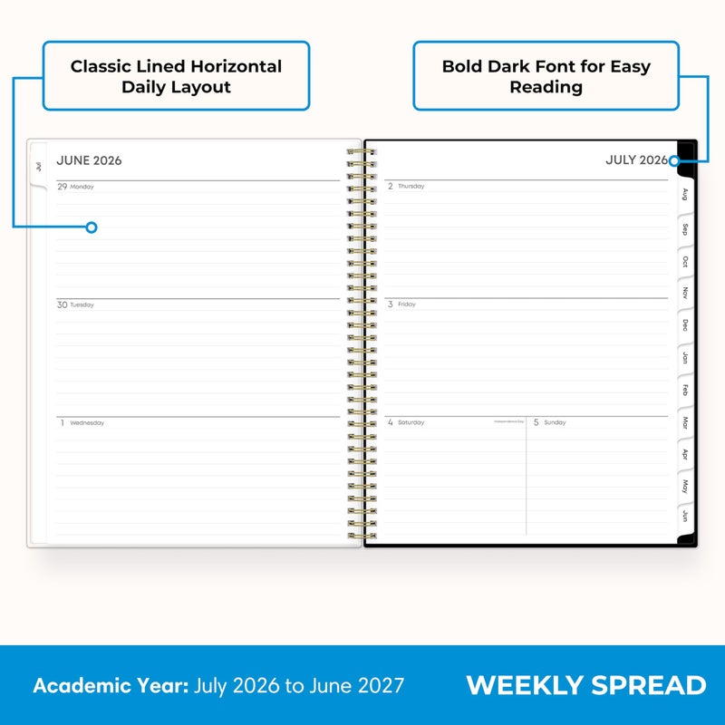 Blue Sky 2026-2027 Weekly and Monthly Academic Year Planner Calendar, July 2026 - June 2027, 8.5" x 11", Flexible Cover, Wirebound, Laminated Tabs, Storage Pocket, Pippi - Image 3