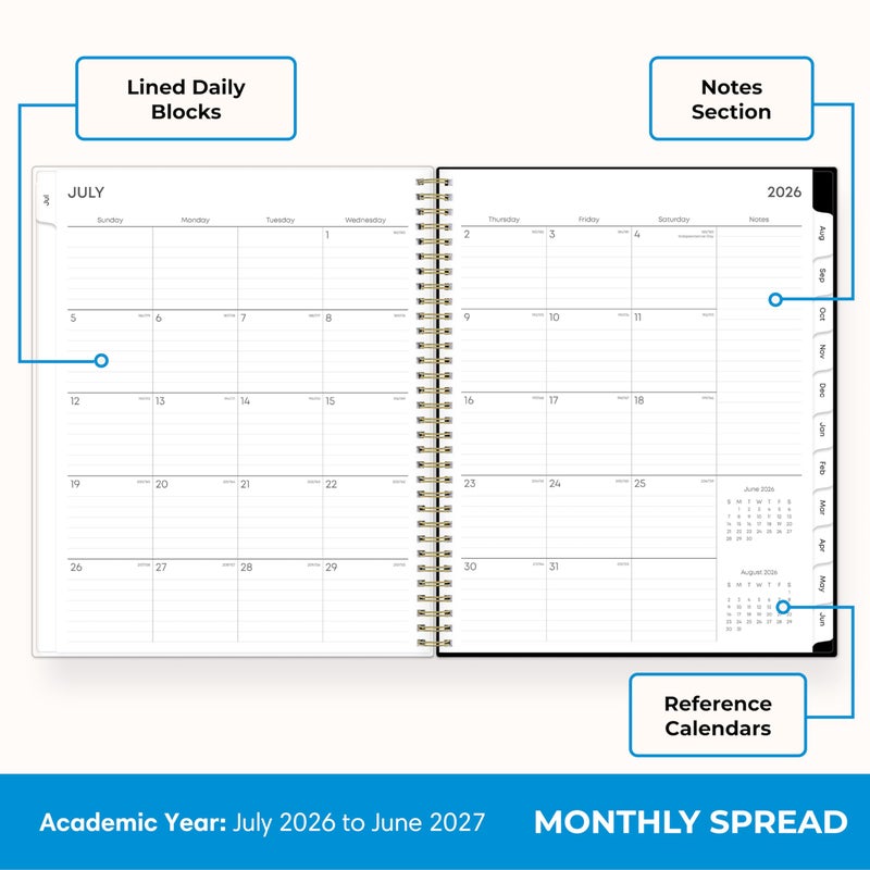 Blue Sky 2026-2027 Weekly and Monthly Academic Year Planner Calendar, July 2026 - June 2027, 8.5" x 11", Flexible Cover, Wirebound, Laminated Tabs, Storage Pocket, Pippi - Image 4