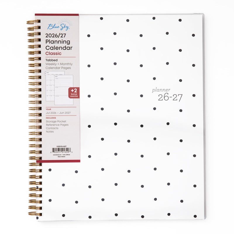 Blue Sky 2026-2027 Weekly and Monthly Academic Year Planner Calendar, July 2026 - June 2027, 8.5" x 11", Flexible Cover, Wirebound, Laminated Tabs, Storage Pocket, Pippi - Image 1