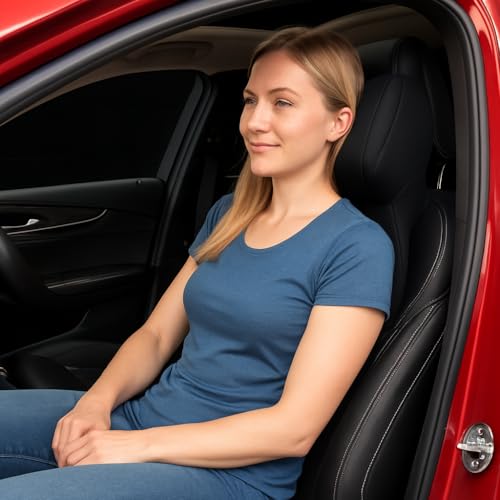 CRENTILA Ergonomic Memory Foam Car Neck & Back Support Pillow – Adjustable Strap, Breathable Washable Cover – Orthopedic Cushion for Neck Pain & Lumbar Support – Black – Ideal for Car, Office & Travel - Image 4