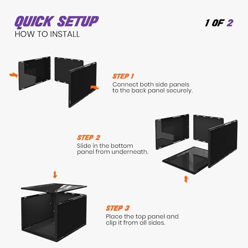 SNEAKARE Shoe Stackable Storage Box and Organiser | Shoe Storage Organizer Plastic Box | Heavy Duty Plastic Sneaker Crates with Magnetic Closure Sneaker | Fits upto UK14 | Pack of 1 (Black) - Image 4