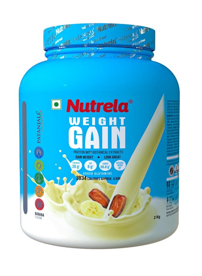 Nutrela Weight Gainer | 2kg Banana Flavour (Pack of 2) | High-Calorie Mass Gainer with Vitamins & Khandsari Sugar | Ideal for Men & Women - Image 2