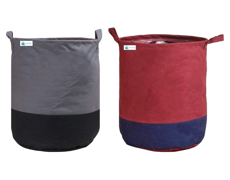 Unicrafts Laundry Bag 45 L Durable Collapsible Laundry storage Bag with Handles Clothes Storage Foldable Laundry Bag for Dirty Clothes Combo Pack of 2 Pc MaroonBlue GreyBlack 11 NonWoven - Image 1