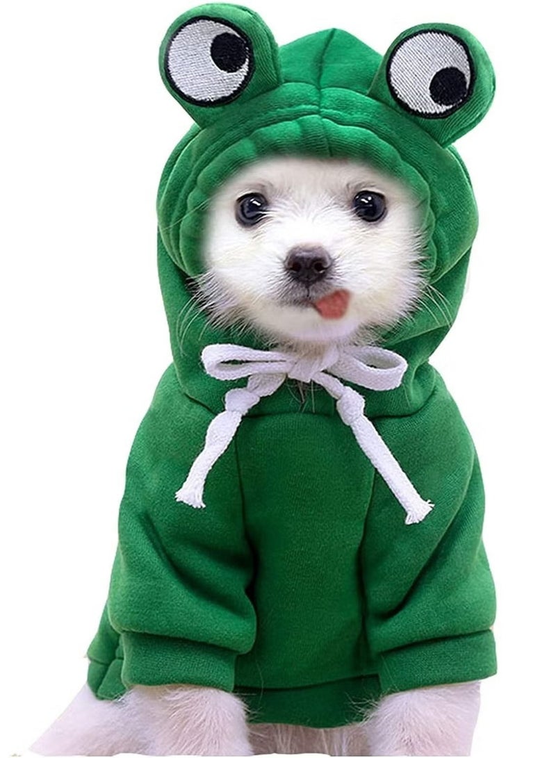 GMORO Dog Hoodie, Dog Basic Sweater Coat Cute Frog Shape Warm Jacket Pet Cold Weather Clothes Outfit Outerwear for Cats Puppy Small Largr Dogs, Fleece Sweater Cartoon Clothing (Green, Size M) - Image 1