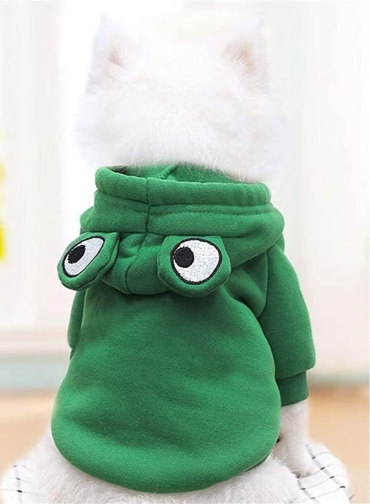 GMORO Dog Hoodie, Dog Basic Sweater Coat Cute Frog Shape Warm Jacket Pet Cold Weather Clothes Outfit Outerwear for Cats Puppy Small Largr Dogs, Fleece Sweater Cartoon Clothing (Green, Size M) - Image 3