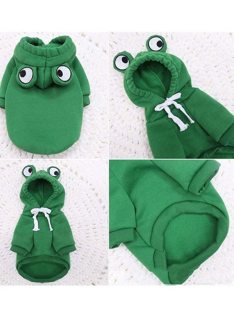 GMORO Dog Hoodie, Dog Basic Sweater Coat Cute Frog Shape Warm Jacket Pet Cold Weather Clothes Outfit Outerwear for Cats Puppy Small Largr Dogs, Fleece Sweater Cartoon Clothing (Green, Size M) - Image 5
