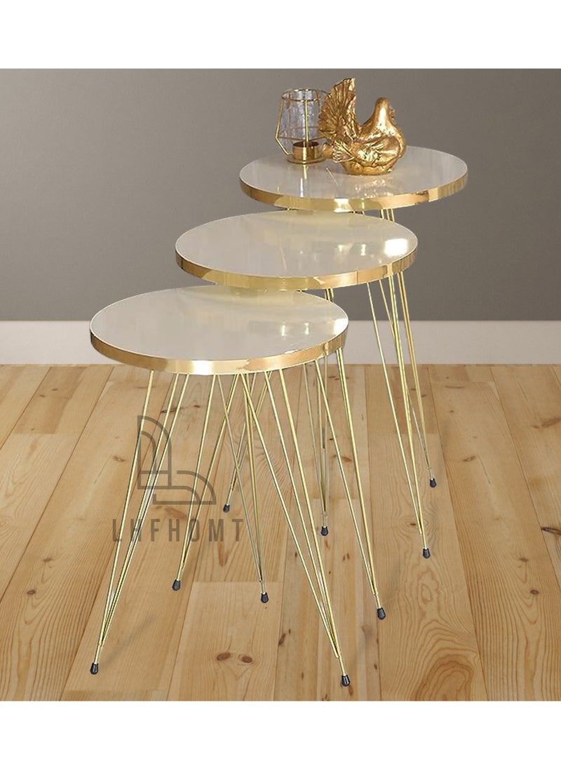 LHFHOMT - 4 Piece COFFEE TABLE Living Room Table Set,1 Coffee Table and 3 Nesting Tables, Free Fixing )for Bedside Table, Living Room, Bedroom,Sofa Side - Image 1