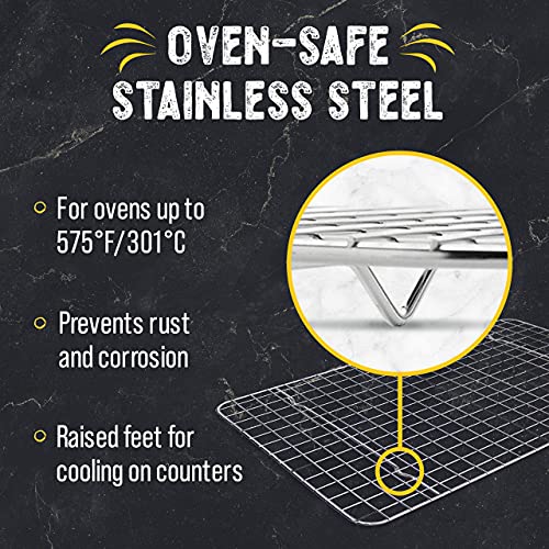 Checkered Chef Cooling Rack for Cooking and Baking - 10" x 15" Set of 2 Stainless Steel, Oven Safe Grid Wire Cookie Cooling Racks - Image 4