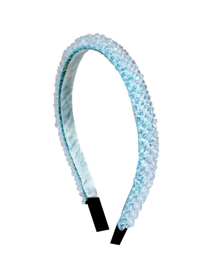 Fabula by OOMPH Jewellery Sea Blue Crystal Studded Fashion Party Thick Hair Band Head Band For Women & Girls Stylish Latest (HRO6_AMR2) - Image 4