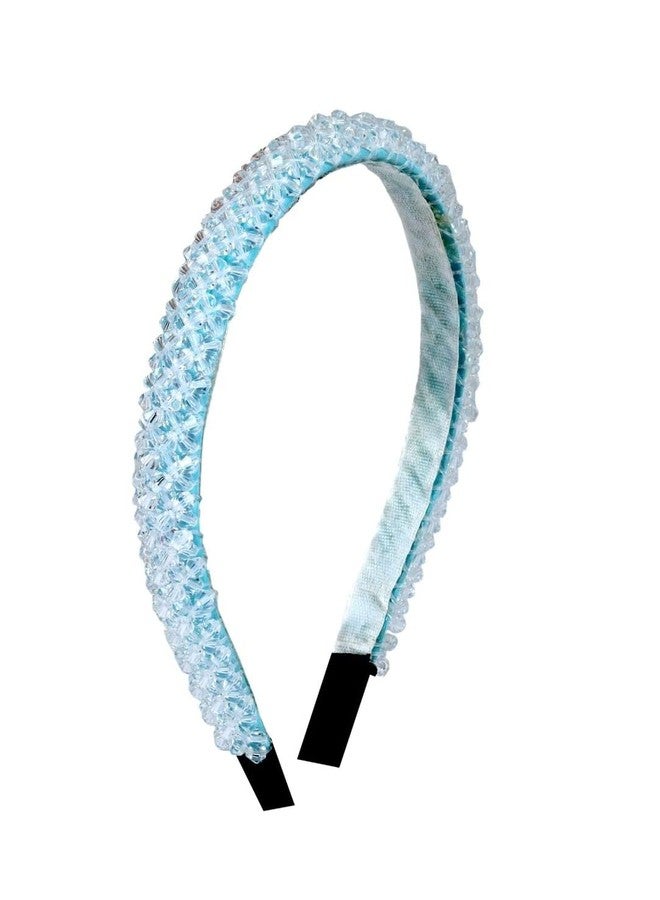 Fabula by OOMPH Jewellery Sea Blue Crystal Studded Fashion Party Thick Hair Band Head Band For Women & Girls Stylish Latest (HRO6_AMR2) - Image 1