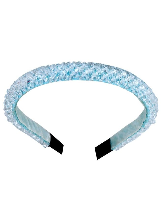 Fabula by OOMPH Jewellery Sea Blue Crystal Studded Fashion Party Thick Hair Band Head Band For Women & Girls Stylish Latest (HRO6_AMR2) - Image 3