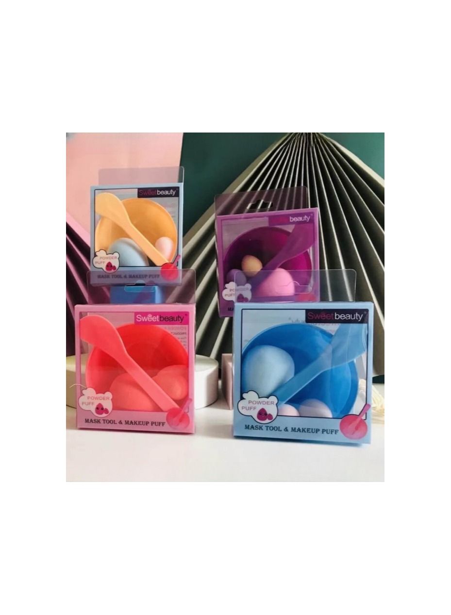 1 Set Mask Tool, Mini Sponge Makeup Blender With Bowl And Spatula, Beauty Sponge For Touch Up