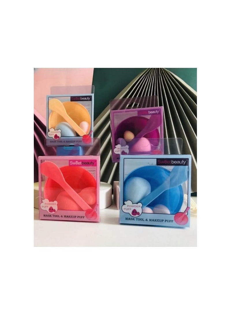 Generic 1 Set Mask Tool, Mini Sponge Makeup Blender With Bowl And Spatula, Beauty Sponge For Touch Up  - Image 1