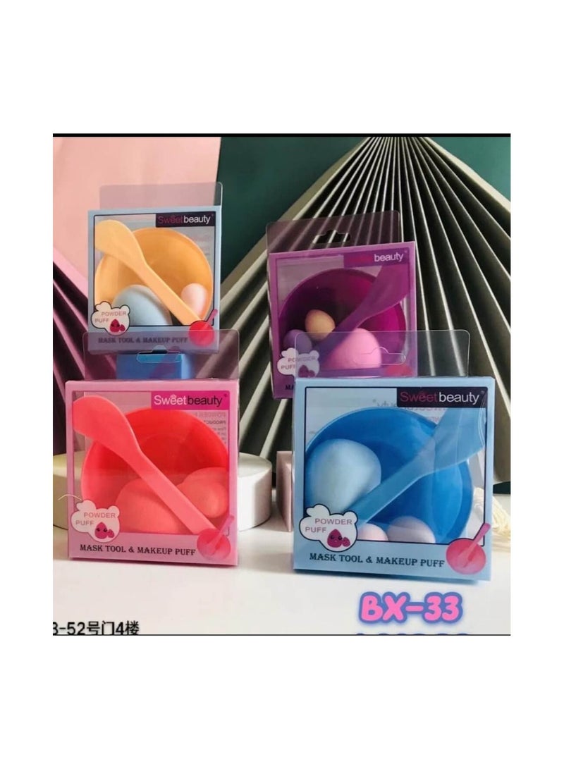 Generic 1 Set Mask Tool, Mini Sponge Makeup Blender With Bowl And Spatula, Beauty Sponge For Touch Up  - Image 4