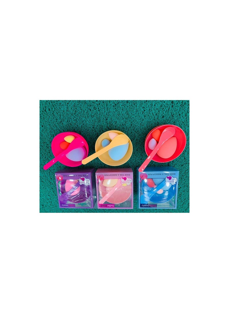 Generic 1 Set Mask Tool, Mini Sponge Makeup Blender With Bowl And Spatula, Beauty Sponge For Touch Up  - Image 2