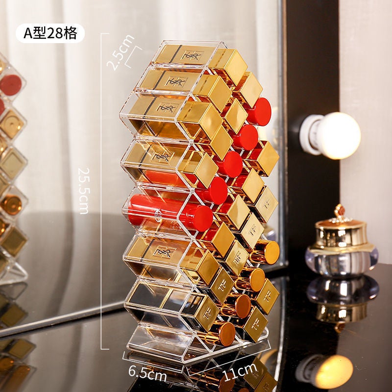 Temu -Selling Vertical 16-Compartment Lipstick Rack Compartment Lip Glaze Storage Display Rack Transparent Fish-Shaped Lipstick Storage Box - Image 5