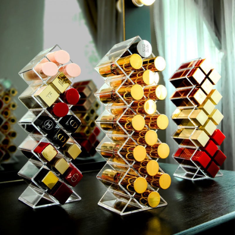Temu -Selling Vertical 16-Compartment Lipstick Rack Compartment Lip Glaze Storage Display Rack Transparent Fish-Shaped Lipstick Storage Box - Image 3