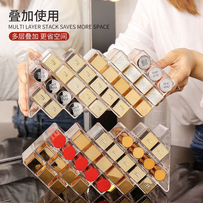 Temu -Selling Vertical 16-Compartment Lipstick Rack Compartment Lip Glaze Storage Display Rack Transparent Fish-Shaped Lipstick Storage Box - Image 2