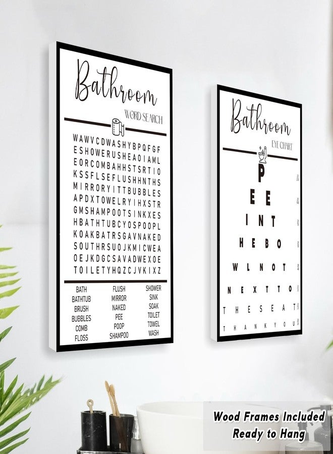 WALTSOM Framed Funny Bathroom Wall Art, Black and White Bathroom Wall Decor, Word Search Pee Eye Chart Wash Your Hand Bathroom Wall Decor (12x16 inches, Set of 3, Framed) - Image 2