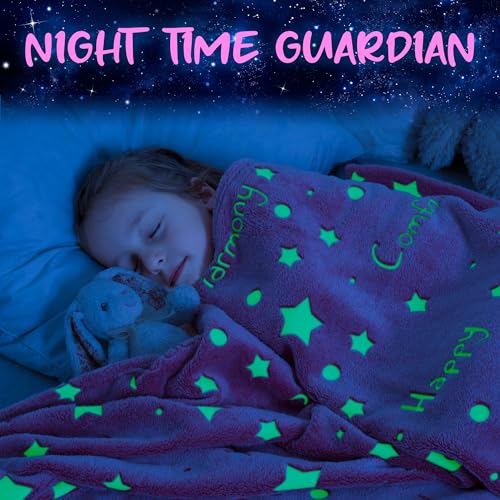 LIDERSTAR Glow in The Dark Throw Blanket, Super Soft Fuzzy Plush Fleece, Decorated with Stars and Words of Encouragement, Birthday Gift for Girls Kids Women Teens Grandkids Toddlers, Pink, 50" x 60" - Image 3