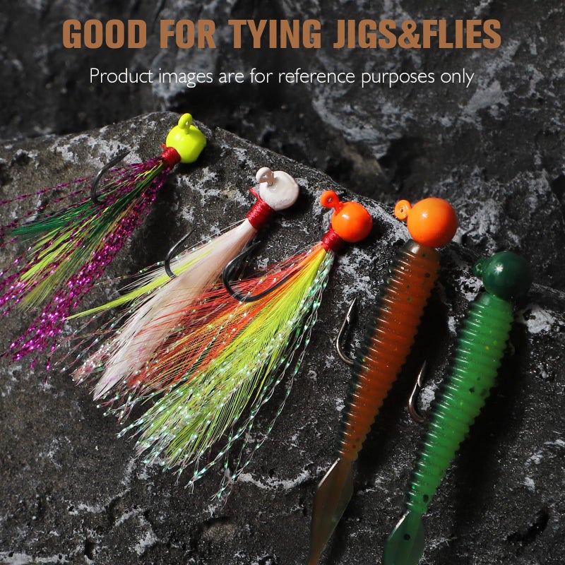 Dovesun 100pcs Fly Tying Jigs Kit, Jig Heads for Fly Fishing 1/64oz Jig Head Fly Fishing Hooks DIY Lure Making Kit Suit for Tying Flies Ice Fishing | Crappie Lures - Image 5