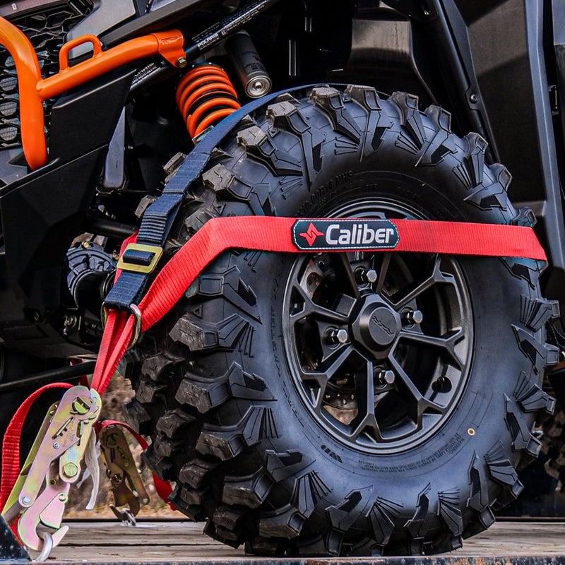 أحزمة ربط ثقيلة من كاليبر تريل بليزر ORV 2 طريقة توتر حول الإطار مع قوة كسر 11000 رطل 4 عبوات