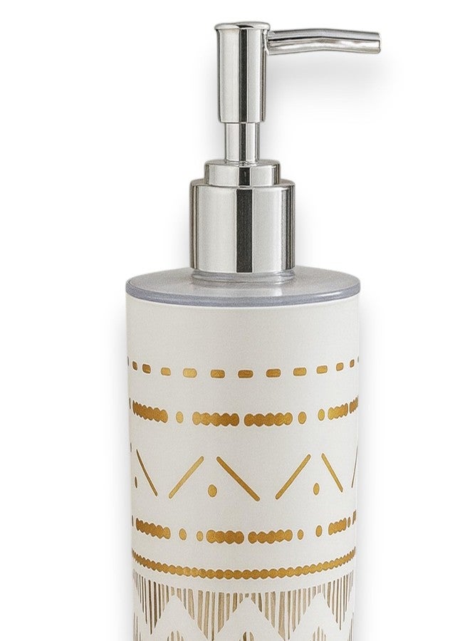 Bigining™ Unbreakable Soap Dispenser Bottle with Pump for handwash in Bathroom, Kitchen Sink, White Plastic Body and Chrome Finish on Top and Gold Print(Multiprint, Pack of 1) - Image 4